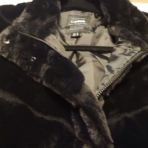 Teddy Jacket faux fur plush zippered jacket black size M - Picture 5 of 6